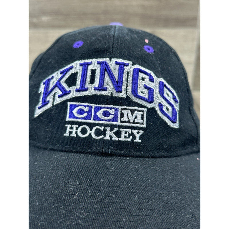 Official LA Los Angeles Kings CCM Black Hat Tuck Strap with Slide NHL Hockey Cap