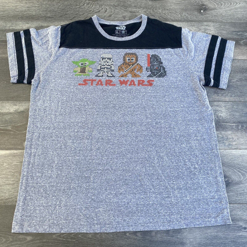 Star Wars 8 Bit Character Graphic T Shirt Adult XL Gray Short Sleeve