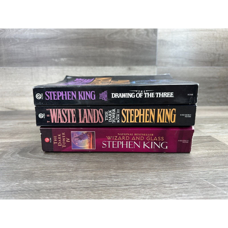 The Dark Tower Paperback Book Lot Drawing Three Waste Lands Wizard amd Glass