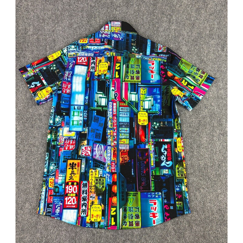 Just Attitude Men's Size S Button Front Camp Shirt Japan Graffiti Street Wear