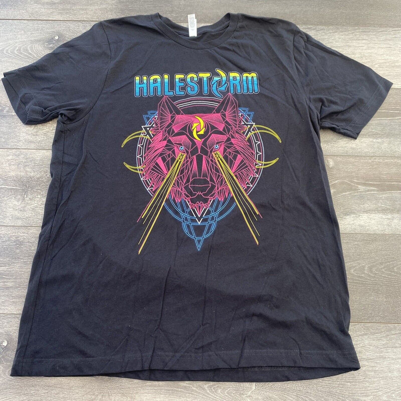 Halestorm 2019 Tour T Shirt Black Canvas Neon Wolf Adult XL Short Sleeve