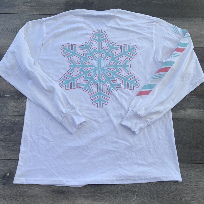 Jeffree Star White Long Sleeve Blue Snowflake T-Shirt Adult Large Long Sleeve