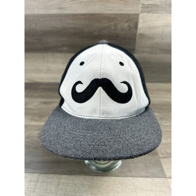 Mustache Target Gray White Black Hat Baseball Golf Cap Smiley Face Snapback