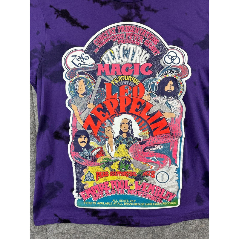 Led Zeppelin Shirt Mens Medium Purple Tie Dye Electric Magic Concert Band Tee