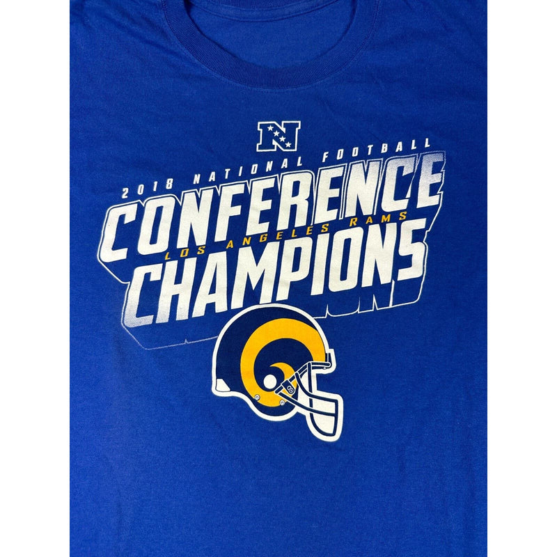 Mens 2018 NFL LA Rams Conference Champions T-Shirt Blue Size 2XL