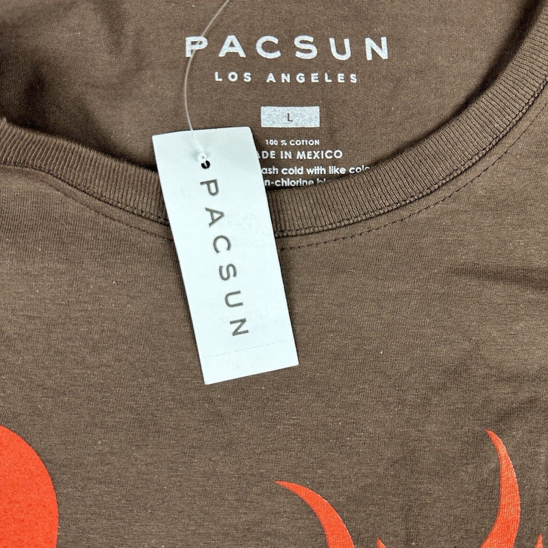 Pacsun Graphic Light Shines in Dark Places T Shirt Brown Large Short Sleeve NEW