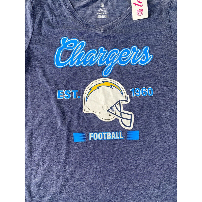 NFL Teens Apparel SD Chargers T Shirt Cap Sleeve Stonewash Blue Size X Large