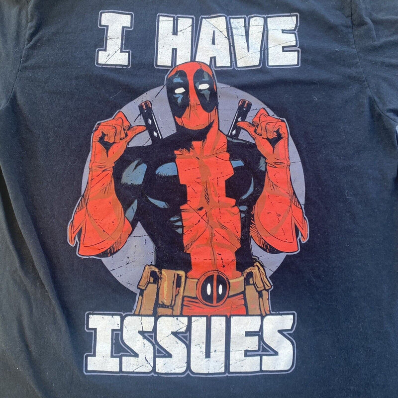 Marvel Comics Deadpool I have Issues T Shirt Adult Large Black Short Sleeve