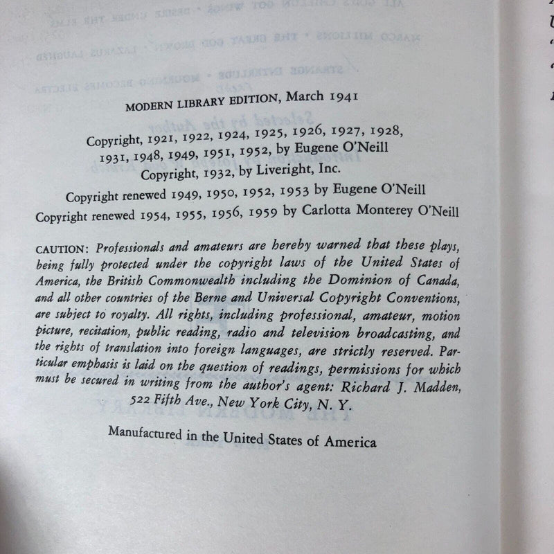 Nine Plays by Eugene O'Neill Modern Library Hardcover Book