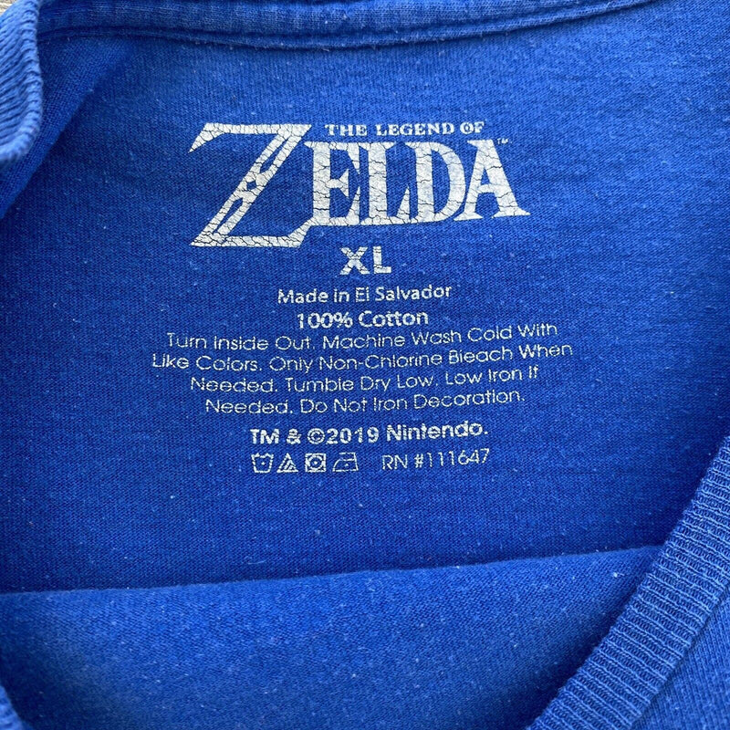 The Legend Of Zelda T Shirt Blue Adult XL Nintendo Switch Link Short Sleeve