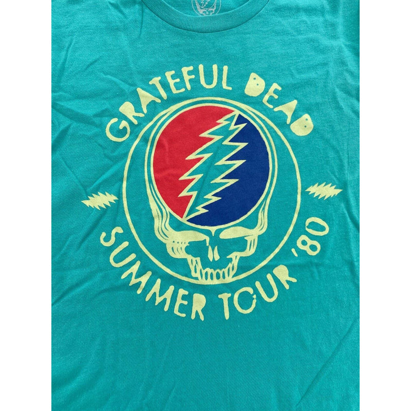 Official Grateful Dead Summer Tour 1980 T Shirt Small 34/36 Teal Short Sleeve