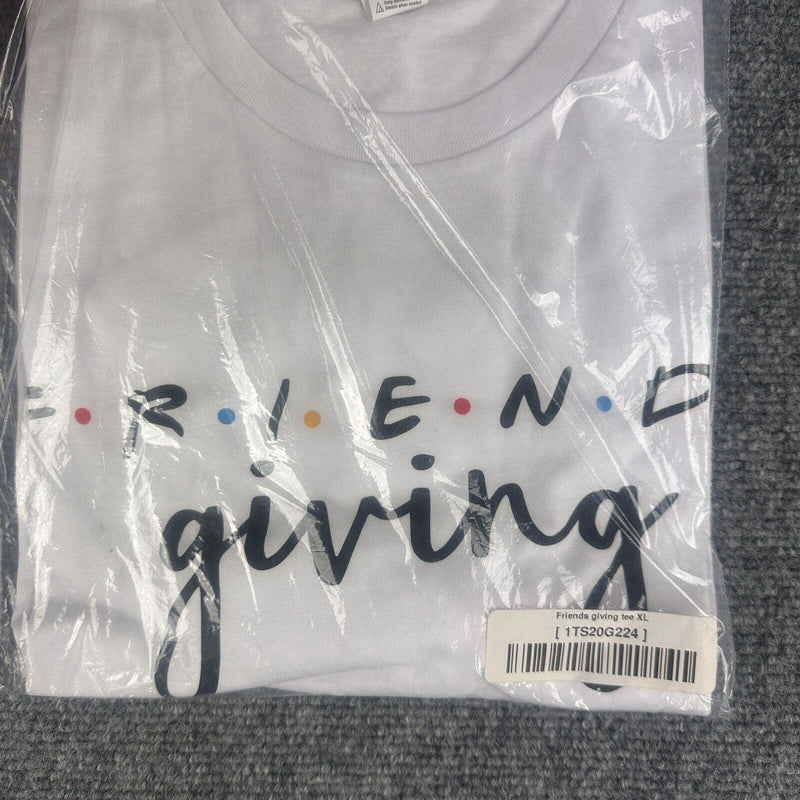 Friends Giving White T Shirt Size XL Large Short Sleeve