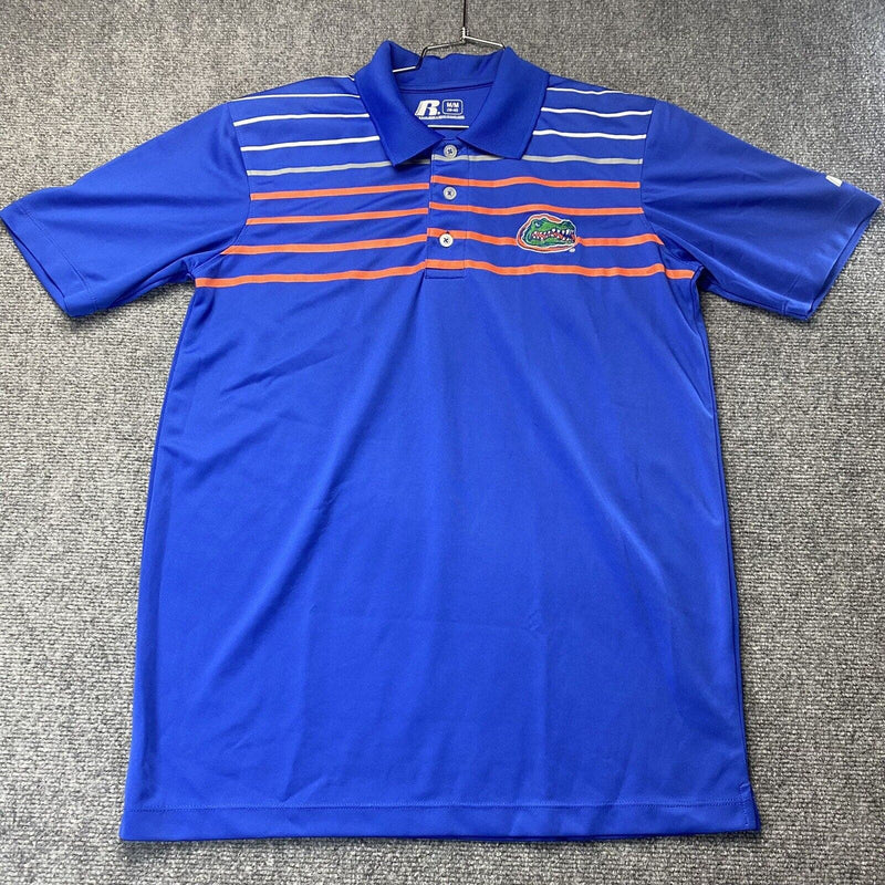 Russell Florida Gator Stripe Solid Polo Shirt Blue Adult Size Medium