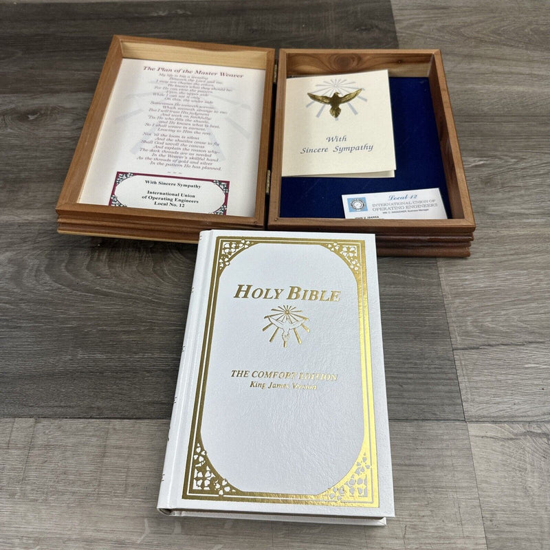 Holy Bible Dove Of Peace King James Version In Wood Cedar Box