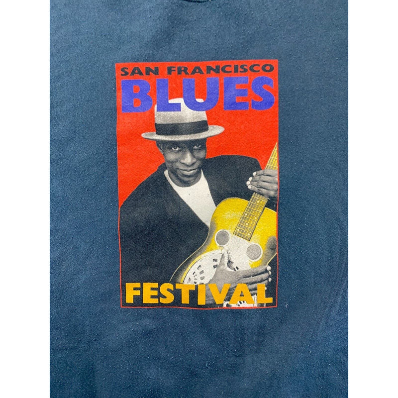 Hanes San Francisco Blues Festival Blue Sweater Adult Size XL Made in USA