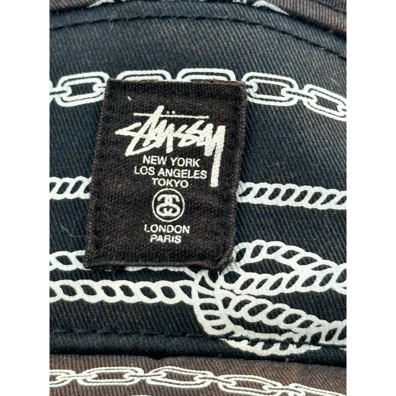 Stussy Capz Five Panel Rope Chain Hat Black White One Size Strap Cap