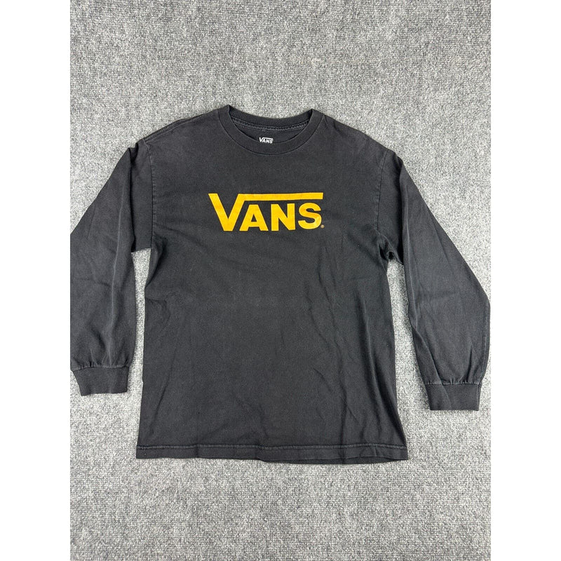 Vans Orange Logo Black Long Sleeve Youth T Shirt Size Medium