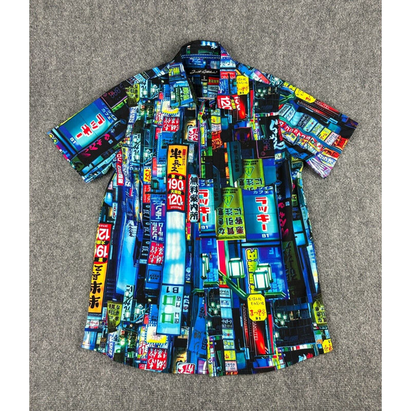 Just Attitude Men's Size S Button Front Camp Shirt Japan Graffiti Street Wear