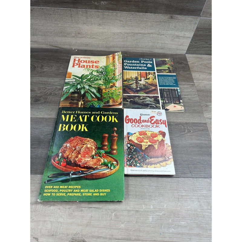 Lot of 4 Vintage Cook, Backyard and House Plant Book Hardcover and Paperback