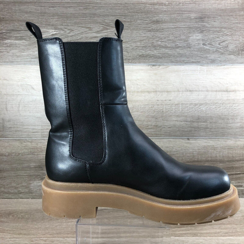 H&M Women's Chelsea Boots Black with Dark Beige Lug Sole Size 9