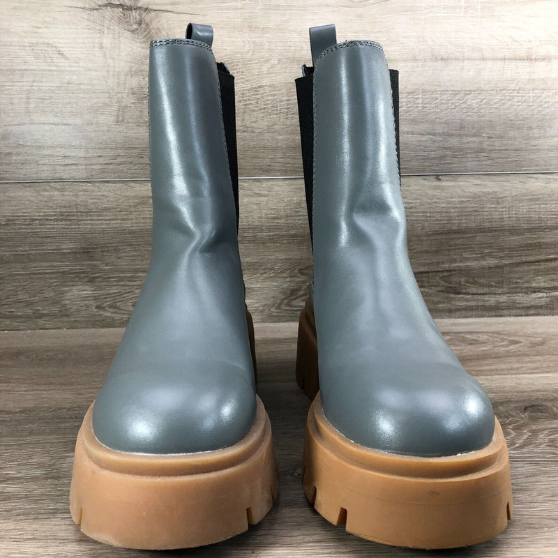 H&M Women's Chelsea Boots Gray with Brown Lug Sole Size 9