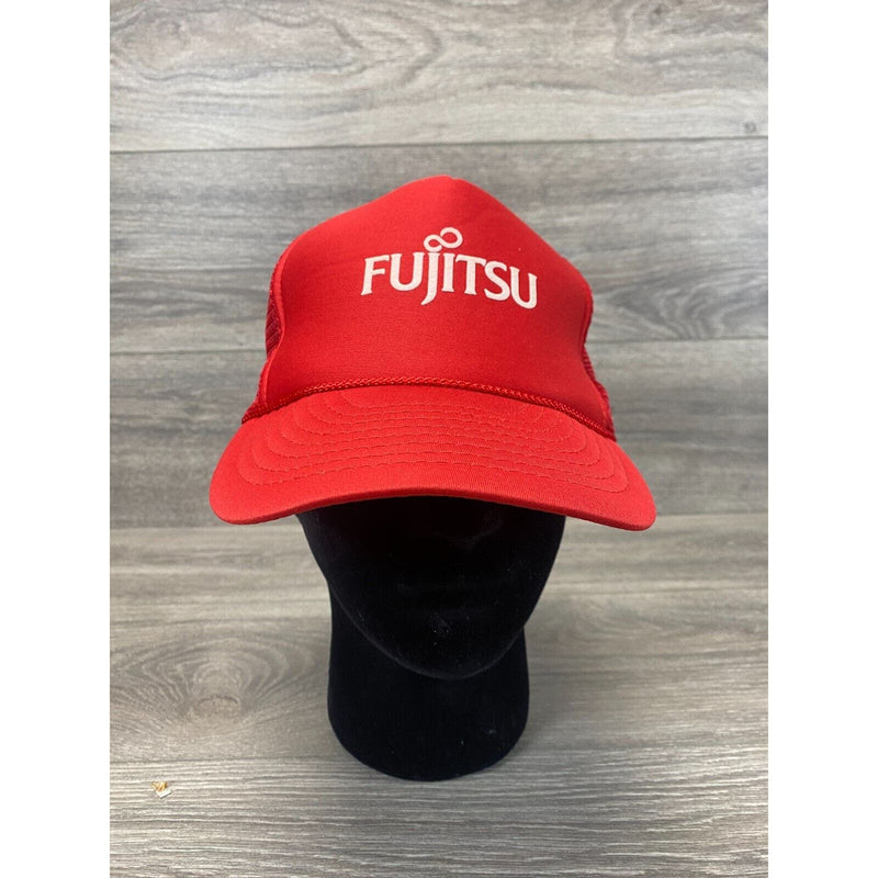 Hat Cap Fujitsu Snapback Advertisement Trucker Red Rope Cap Vintage