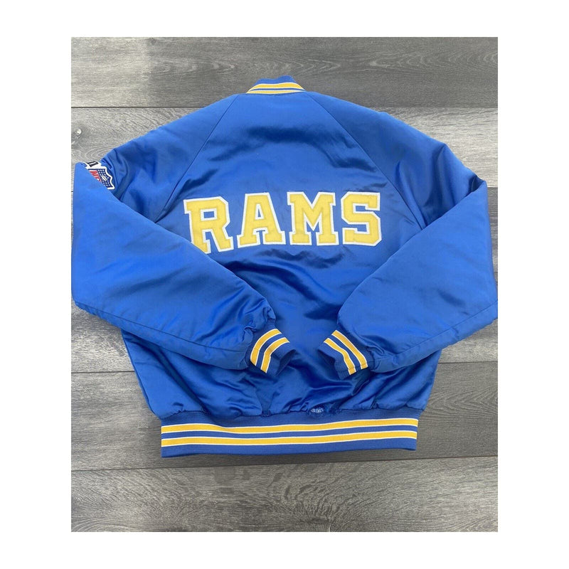 Vintage Chalk Line Los Angeles Rams Nylon Quilted Lined Jacket Adult Medium Blue