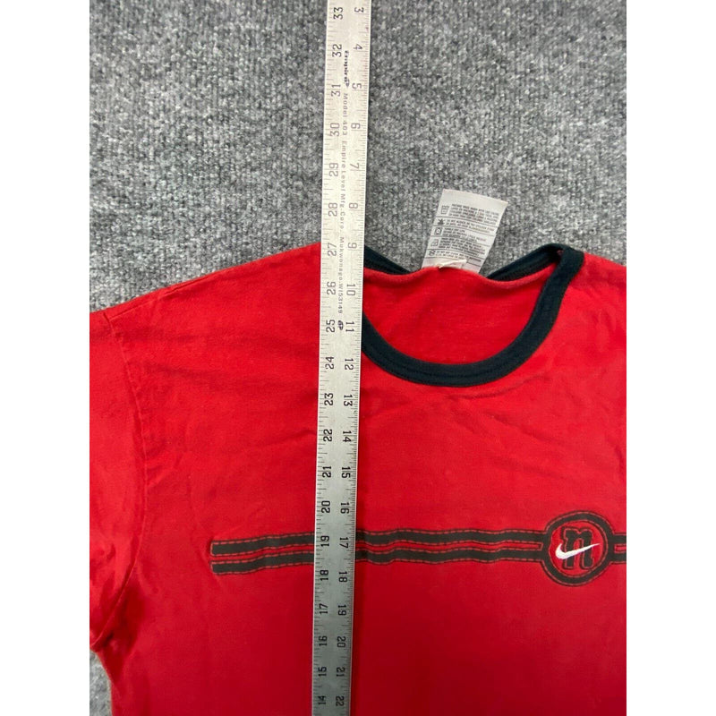 Nike T Shirt Red with Black Stripes on Sleeves Adult Large Short Sleeves