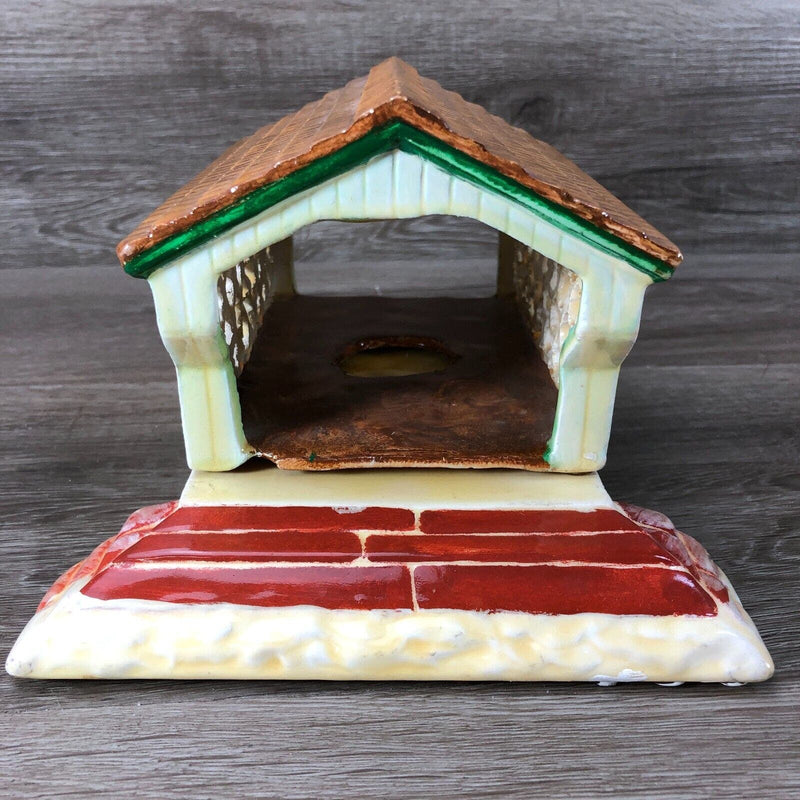 Vintage 1979 Byron Molds Christmas Village Painted Ceramic Covered Bridge