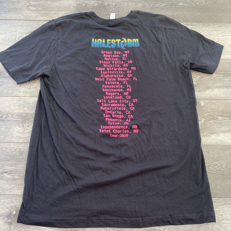 Halestorm 2019 Tour T Shirt Black Canvas Neon Wolf Adult XL Short Sleeve