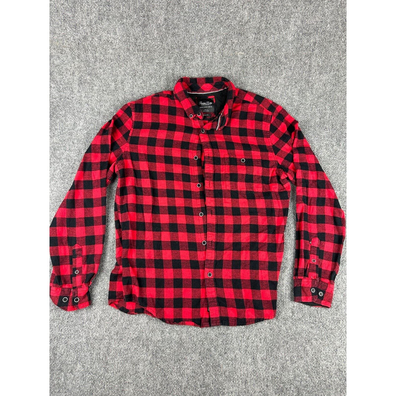 American Heritage Dawson and Brooks Slim Fit Red Plaid Flannel Shirt Mens Medium