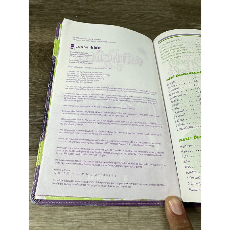 1984 NIV Faithgirlz! Bible Imitation Leather Purple Lime Italian Duo Tone Book