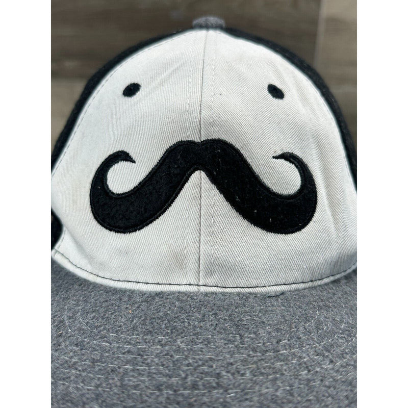 Mustache Target Gray White Black Hat Baseball Golf Cap Smiley Face Snapback