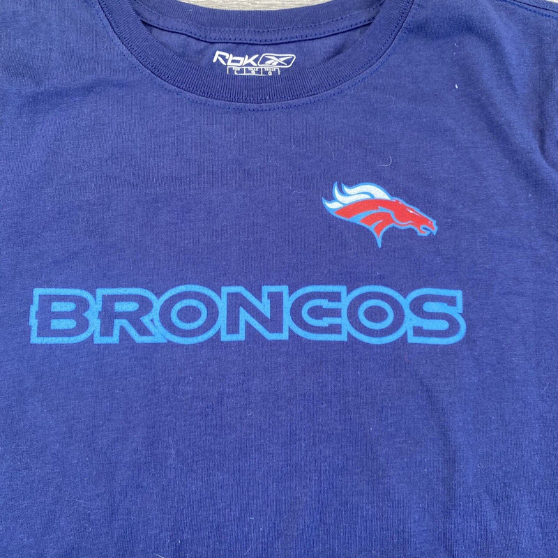 Reebok Denver Broncos Red Logo T Shirt Women Adult Large Blue Cap Sleeve