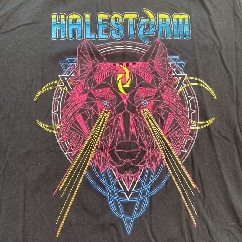 Halestorm 2019 Tour T Shirt Black Canvas Neon Wolf Adult 3XL Short Sleeve