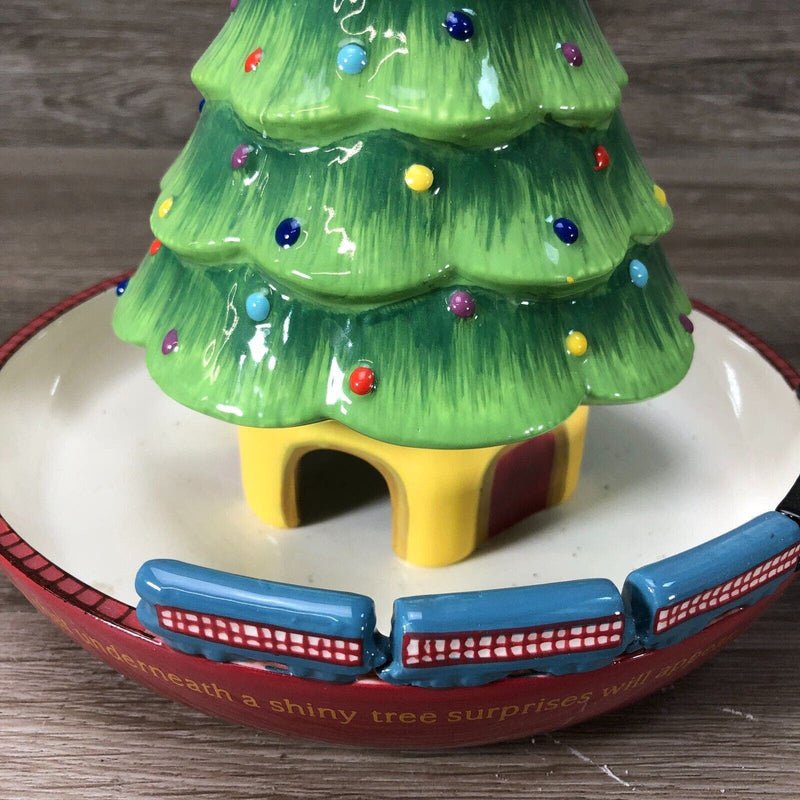 Polar Express Hallmark Ceramic Christmas Tree Candy Dish 7"