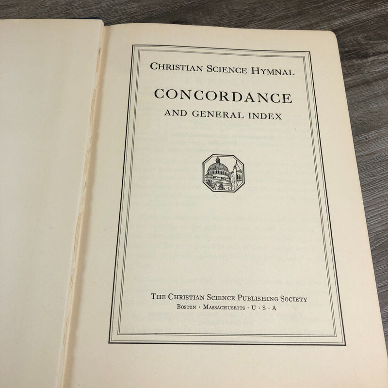 Concordance to Christian Science Hymnal Book Mary Baker Eddy 1926 and 1932