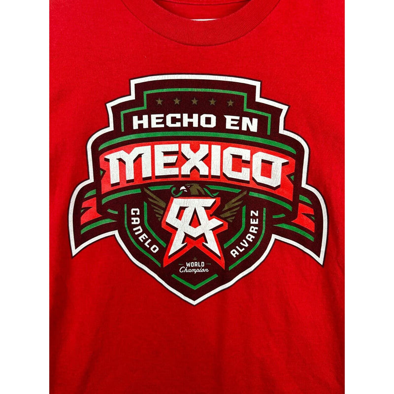 Canelo Alvarez Badge T-Shirt Hecho En Mexico Red Adult Size Medium