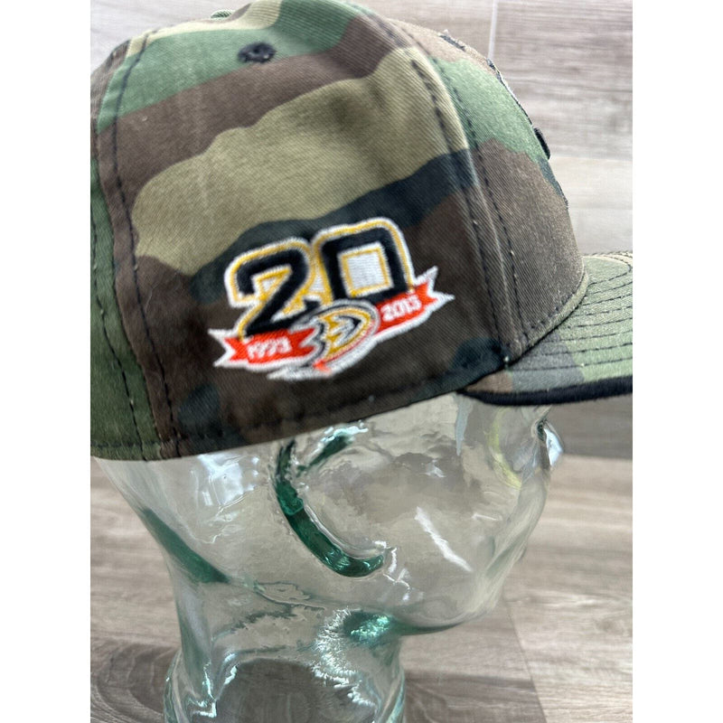 Vintage Mighty Ducks NHL Camo 20th 2013 Anniversary New Era 7 3/8 Fitted Hat