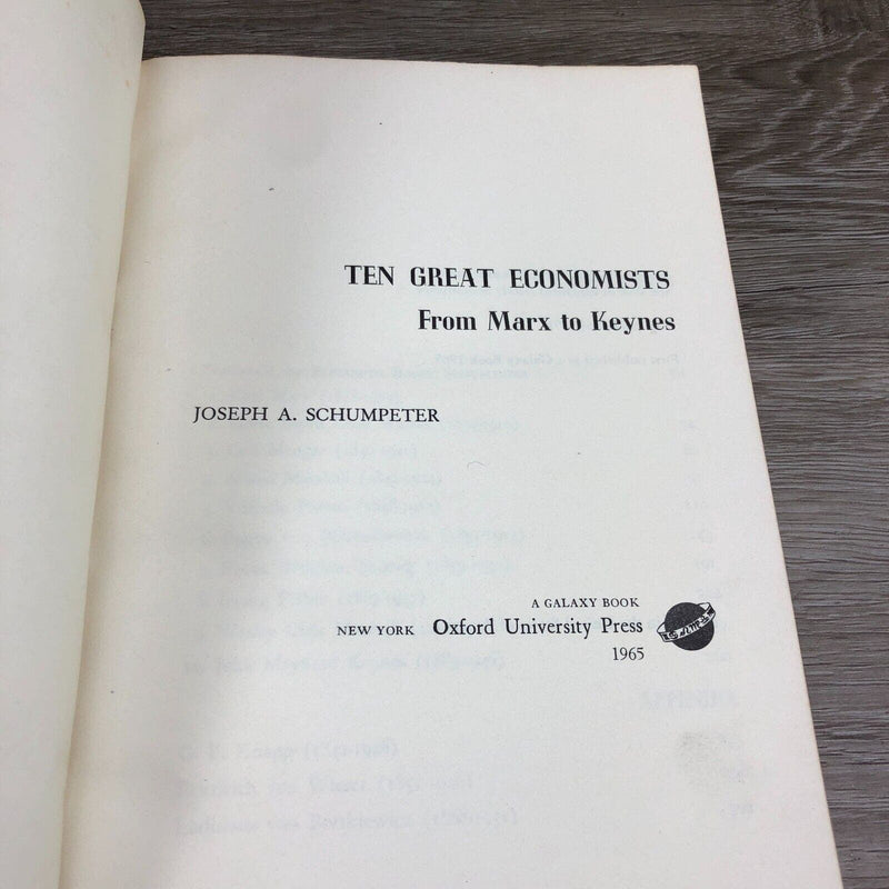 Ten GreatEeconomists from Marx to Keynes - Schumpeter Joseph A. Book