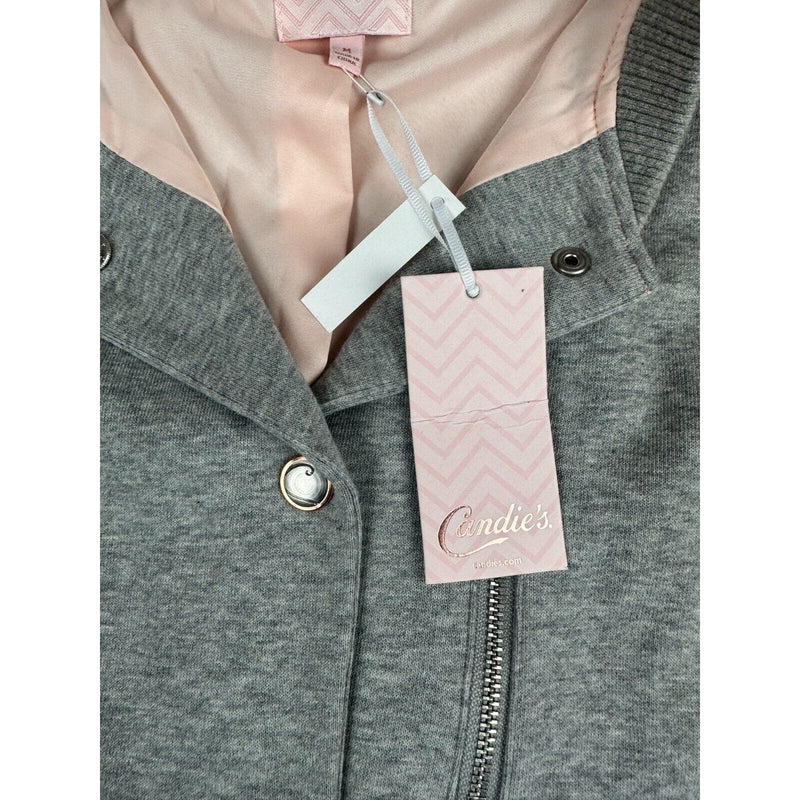 Candies Pink and Gray Satin Like Sleeved Longline Bomber Snap Up Jacket Medium