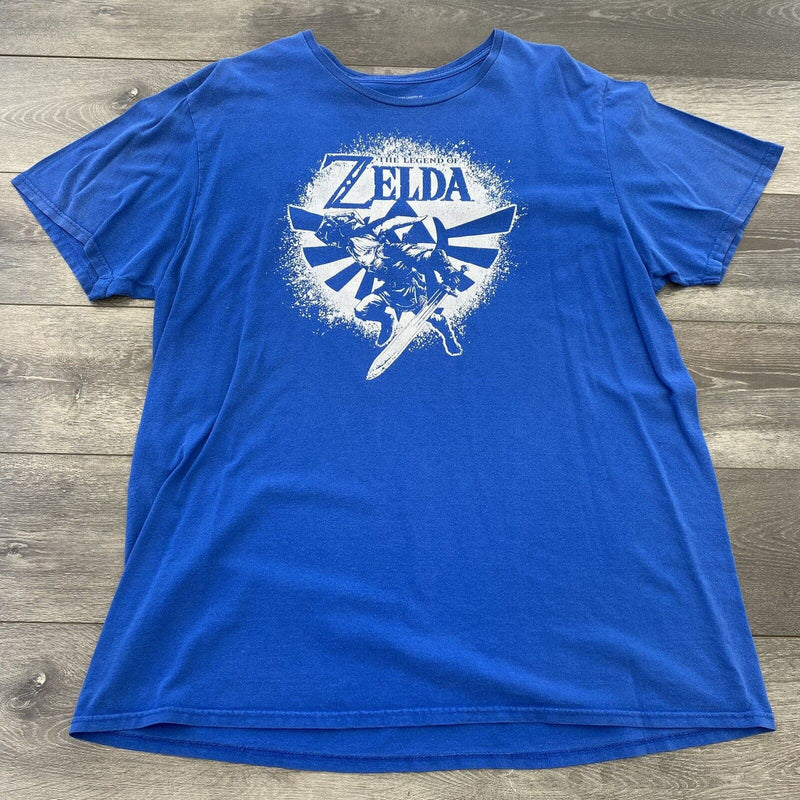 The Legend Of Zelda T Shirt Blue Adult XL Nintendo Switch Link Short Sleeve