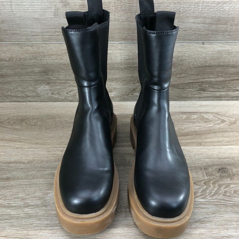 H&M Women's Chelsea Boots Black with Dark Beige Lug Sole Size 9