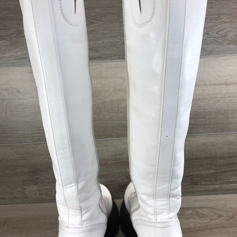 Circus by Sam Edelman Lilah White Lace Up Rounded Toe Chunky Heel Knee High Boot