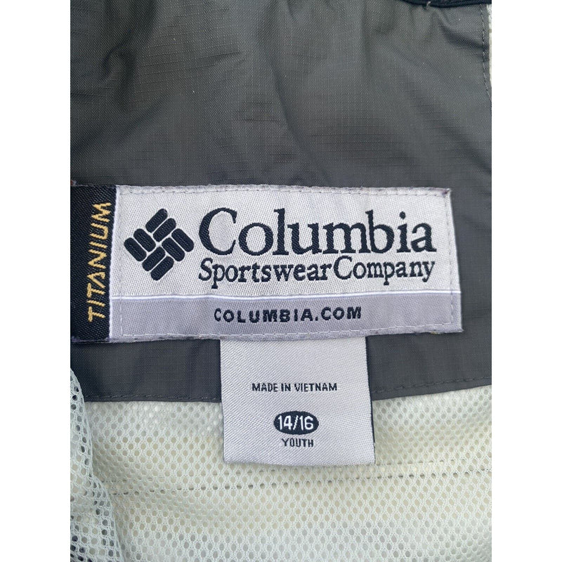 Columbia Titanium Omni Tech Hooded Jacket Youth XL 14/16 Green Gray