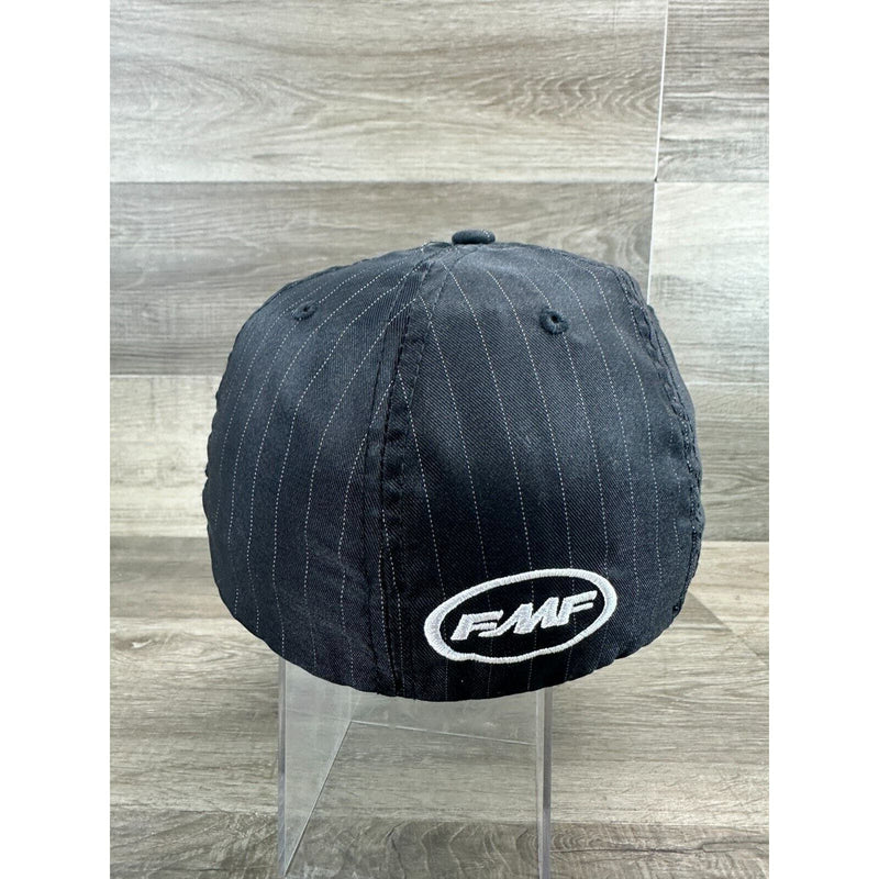 FMF FlexFit Black Hat White Pinstripe Adult S-M Cap