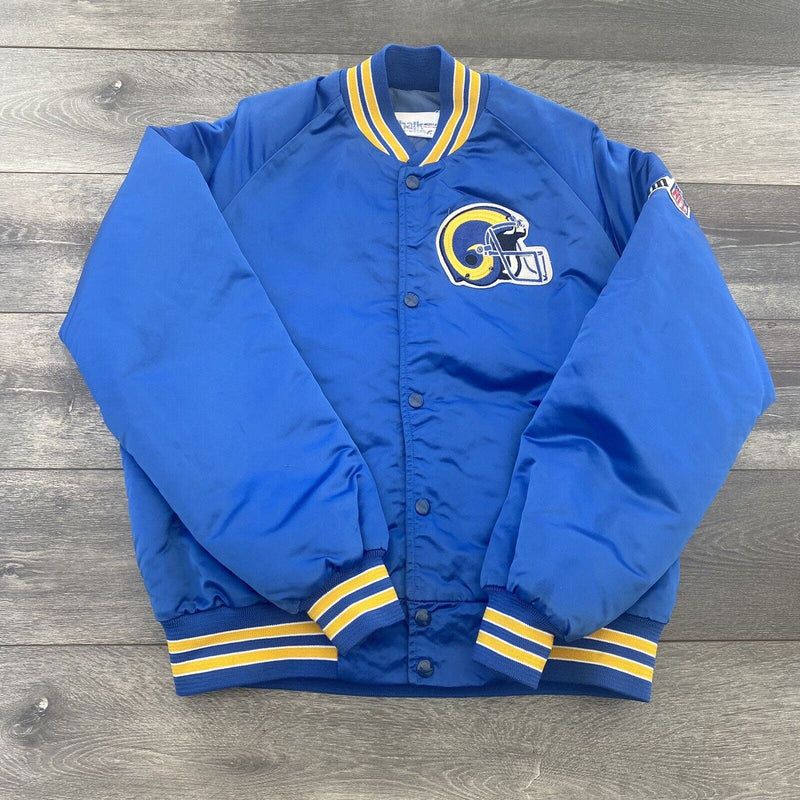 Vintage Chalk Line Los Angeles Rams Nylon Quilted Lined Jacket Adult Medium Blue