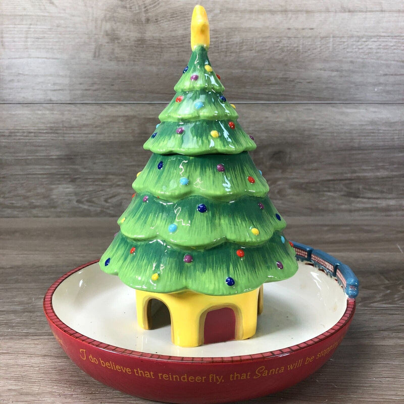 Polar Express Hallmark Ceramic Christmas Tree Candy Dish 7"