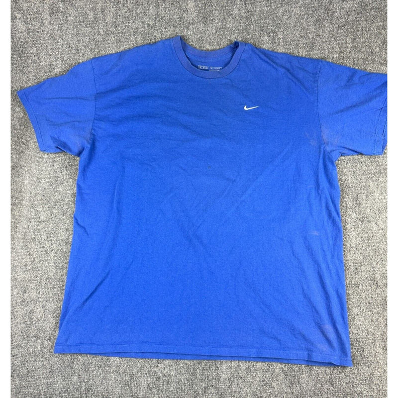 Nike Shirt Mens 2XL Regular Fit Blue Short Sleeve Pullover Swoosh Logo 2