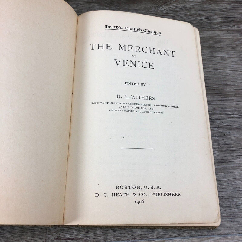 The Merchant of Venice 1906 The Arden Shakespeare D C Heath HC Acceptable